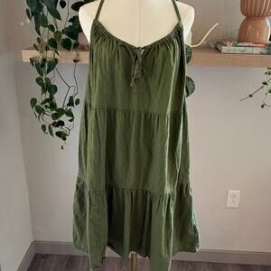 Old Navy Green Swiss Dot Tiered Mini Dress Womens Medium Cami Sundress Boho